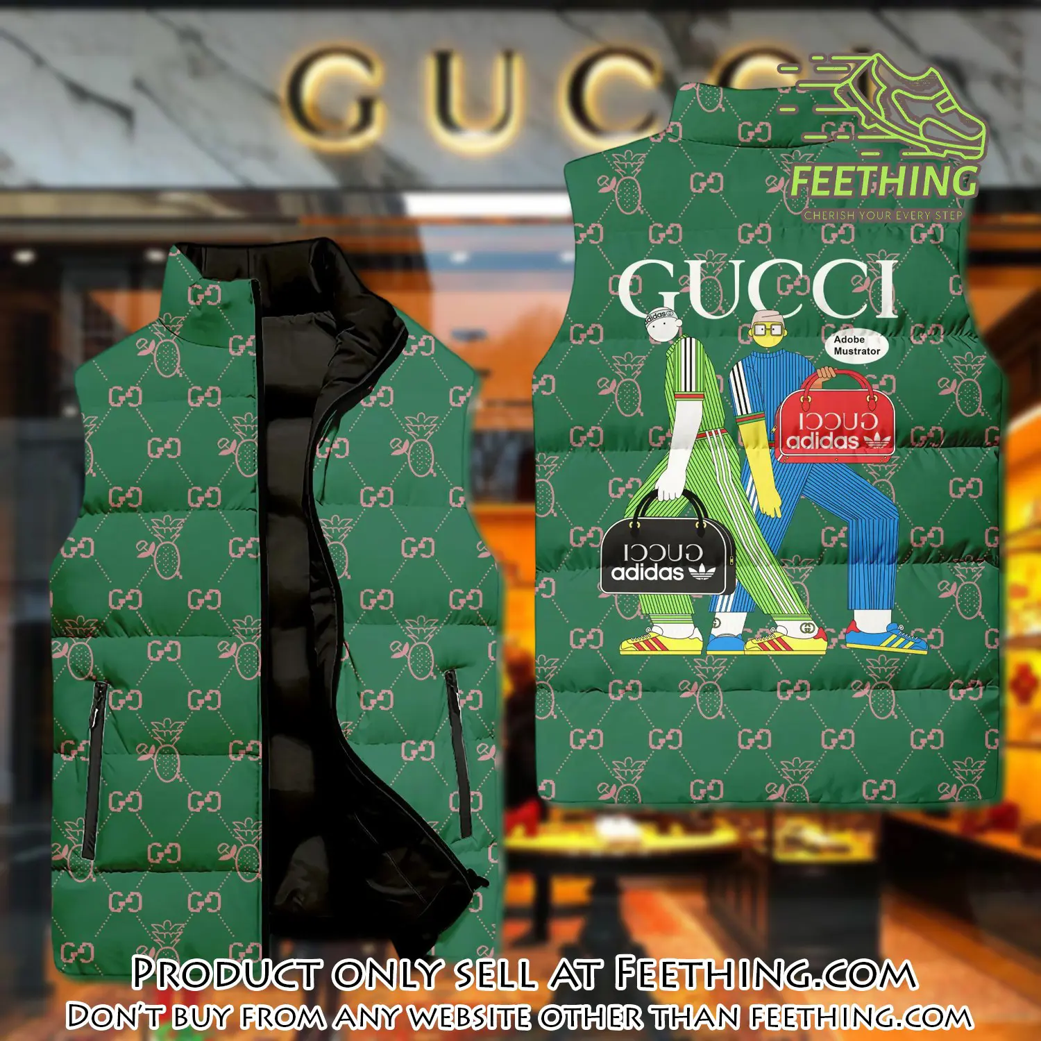 Gucci two men luxury brand 3d sleeveless down jacket ft5612912